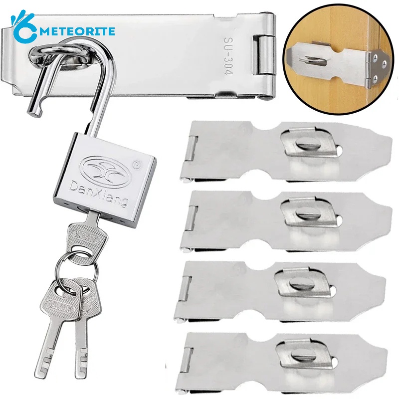 1 Set Stainless Steel Security Anti-Theft Door Lock Padlock Household ...