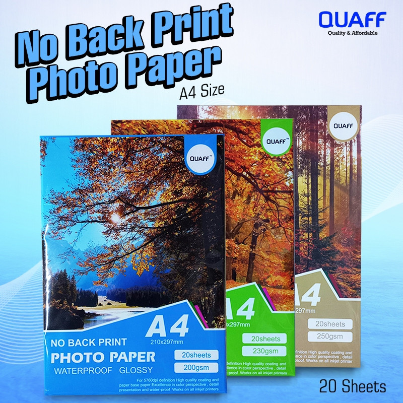 Quaff No Back Print Glossy Photo Paper A4 180 | 200 | 230 | 250 GSM (20 ...