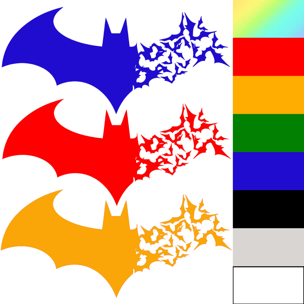 Creative Bat Cartoon Silhouette Reflective Colorful Stickers Eight ...