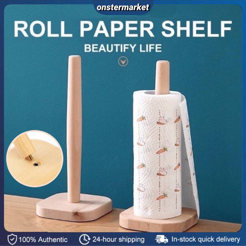 【COD】Wooden Paper Towel Holder Tissue Holder Countertop Rack Paper
