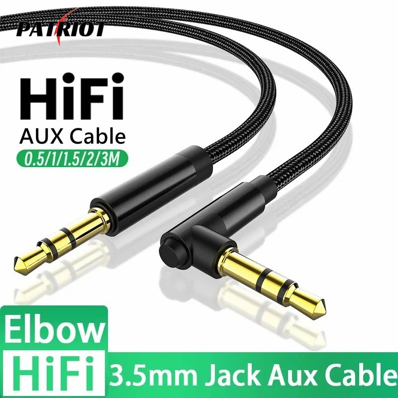 Universal 3.5mm Jack Audio Cable / Hifi Extension Aux Wire Adapter / 90