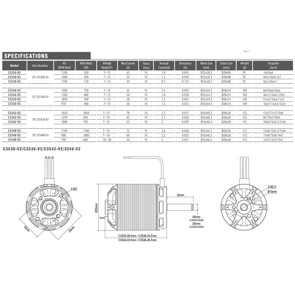 SURPASS HOBBY Brushless Motor 2-5S C2822 C2826 C2830 C2834 C2838 For RC ...