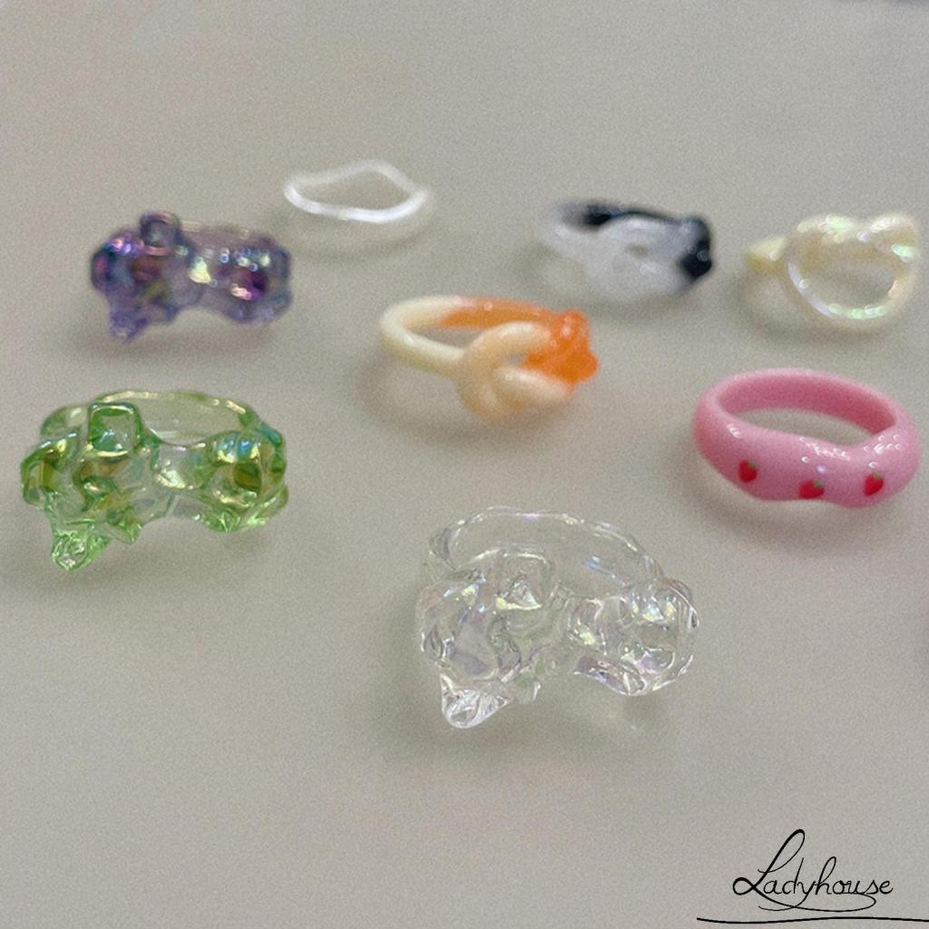 LDD-Acrylic Rings for Women Teen Girls Chunky Aesthetic Trendy Colorful ...