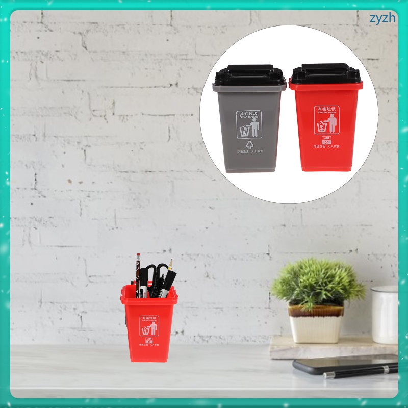 Pencil Holder Trash Can Plastic Cup Desktop Office Case Lip Gloss