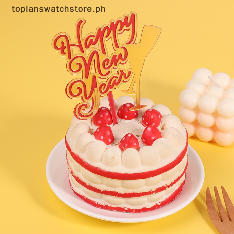 toplanswatchstore Creative Acrylic Happy New Year 2024 Cake Topper For