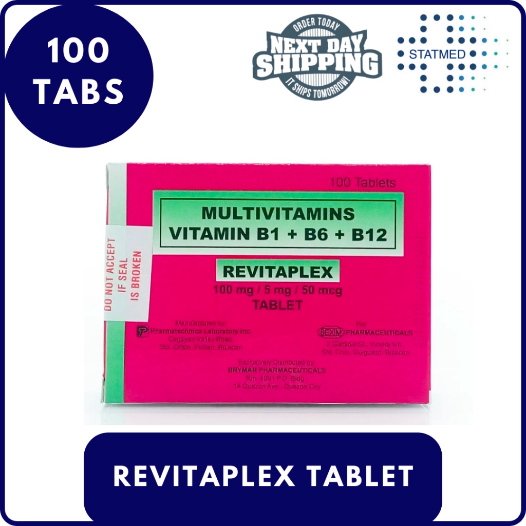 Revitaplex Vitamin B Complex Tablet l 1 Box (100 Tabs) l Expiration