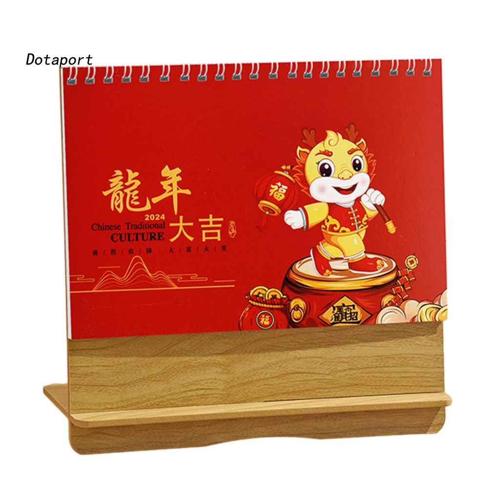 Dotaport Small Desktop Calendar Monthly Calendar 2024 Wooden Desk
