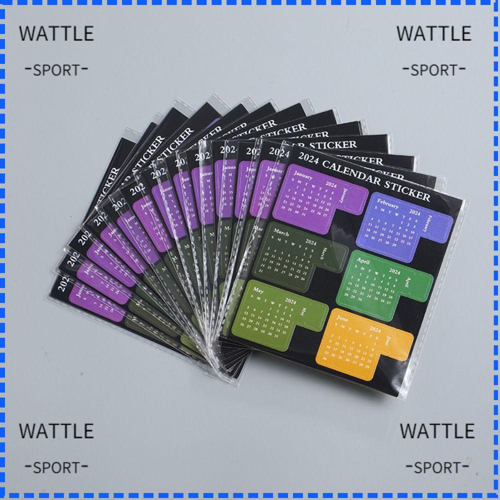 WATTLE 2024 Calendar Stickers, 12 Month Planner Index Tabs, 5 Sets Self