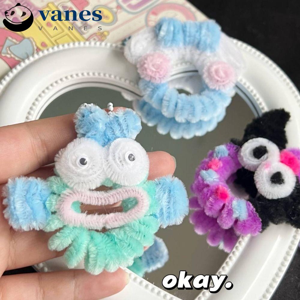 VANES Handmade Plush Kuromi Keychain, Plush Stuffed Pipe Cleaner DIY