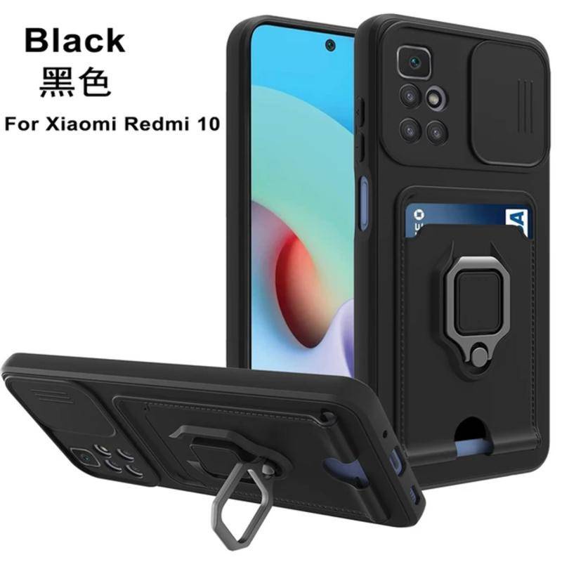 Car Magnetic Holder Slide Camera Cover Silicone Soft Phone Case For Redmi  12c 11a 10x 4G 10 Prime Power Protector Phone For Redmi 10A 10C 9T 9A 9C 