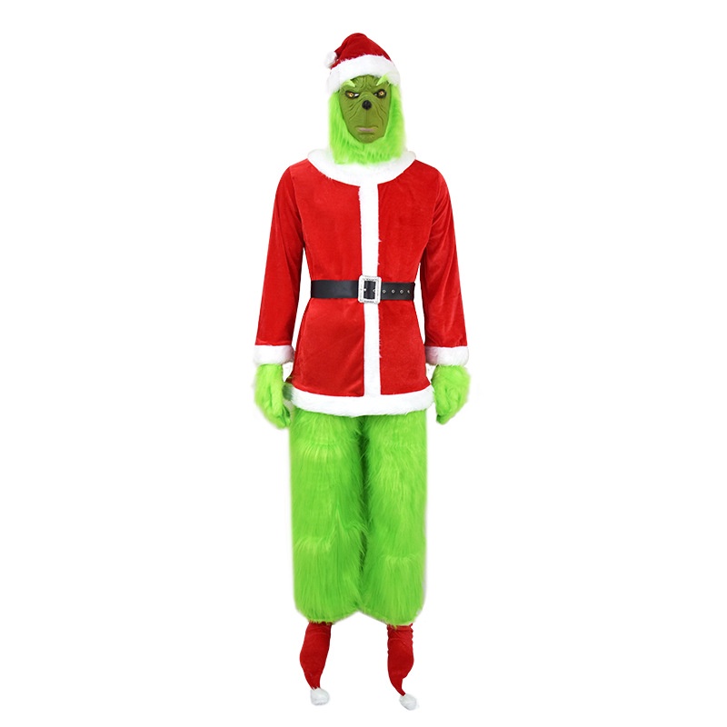 Kids Christmas The Grinch Costume Cosplay Santa Fancy Mask Outfit Dress UK