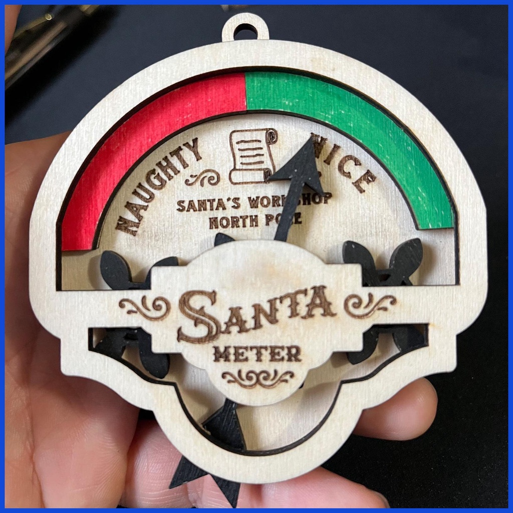 Santa Meter Naughty Ornament Rustic Wood Crafts With Funny Santa Meter ...