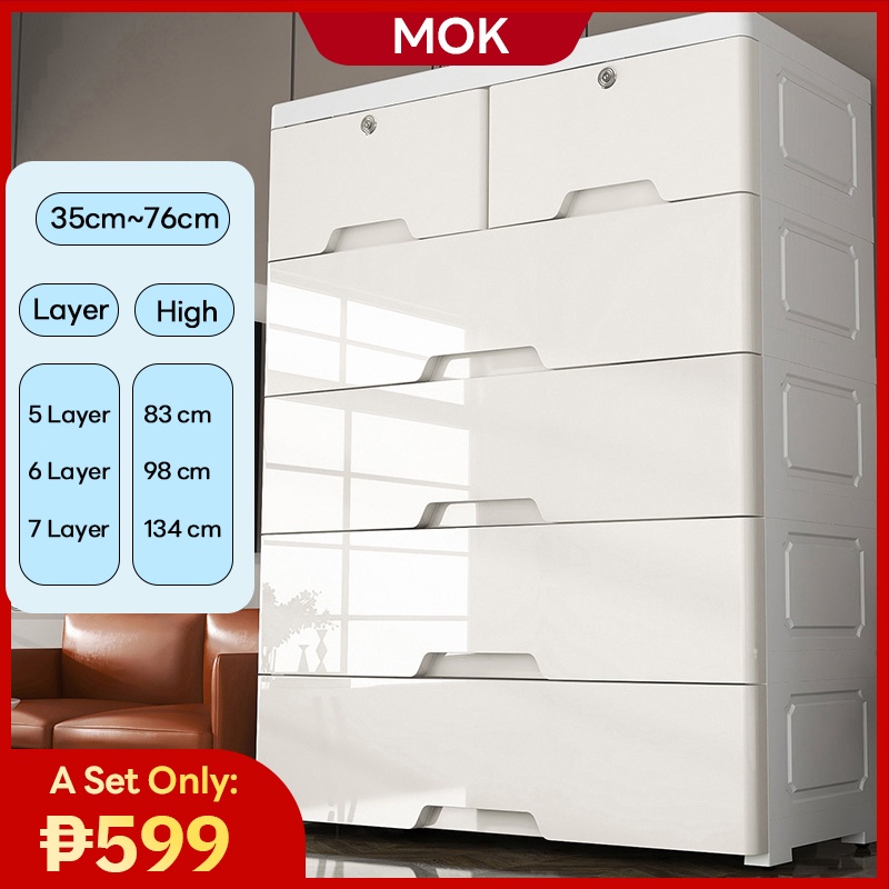 MOK Cabinet Drawer 48/76CM Plastic Wardrobe Cabinet Large Storage Space ...