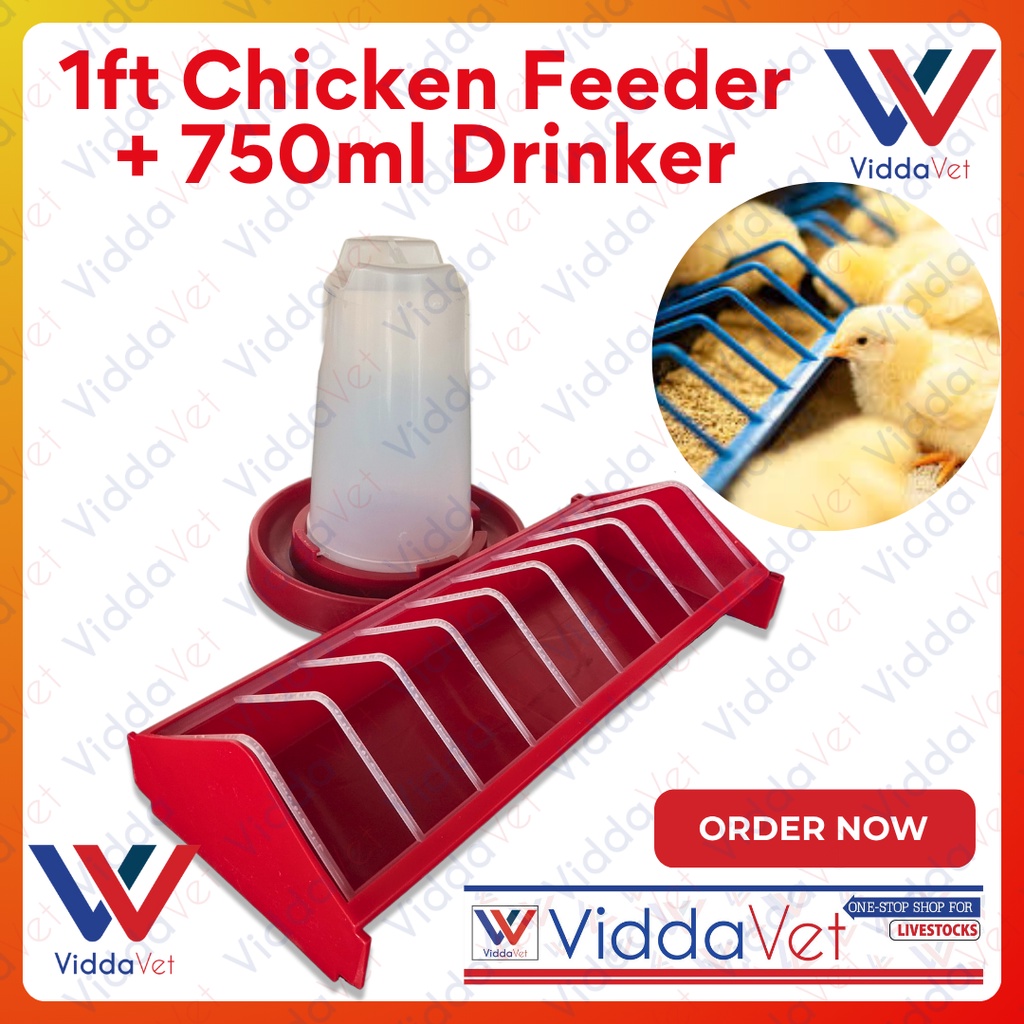 1ft Viddavet Chicken Feeder 750 ml Drinker Chicken Farm Plastic ...