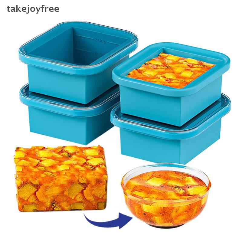 [takejoyfree] Silicone Freezing Tray With Plastic Lid Freezer Container ...