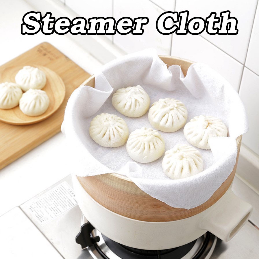 【32*32cm】Round Steamer cloth Bamboo Steamer Gauze Reusable Eco-Friendly ...