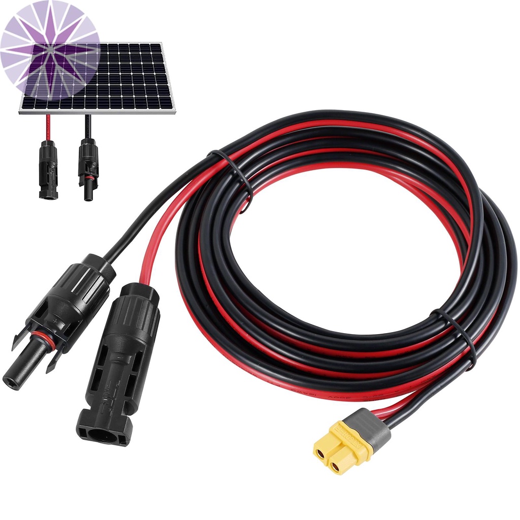 Power Solar To Xt60 Charge Extension Cable 12awg 10ft Solar Connector To Xt60 Adapter Cable 6836