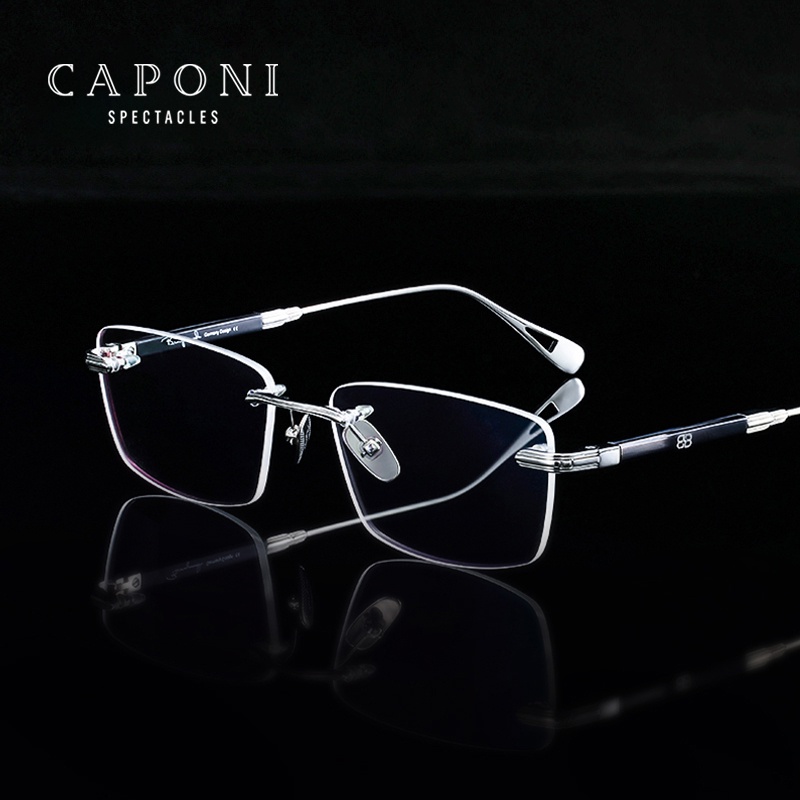 Rimless Eyeglasses Expensive Eyeglasses CAPONI Rimless Men's - Main Image