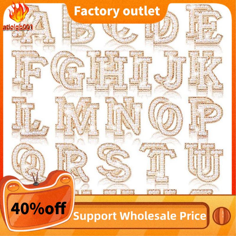 In Stock Pearl Rhinestone Letter Patches Letter Stickers Glitter