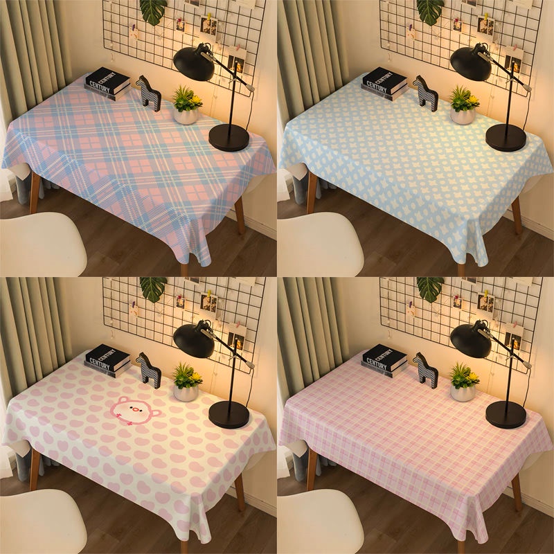 Simple Striped Tablecloth Cute Girl Heart Student Study Tablecloth
