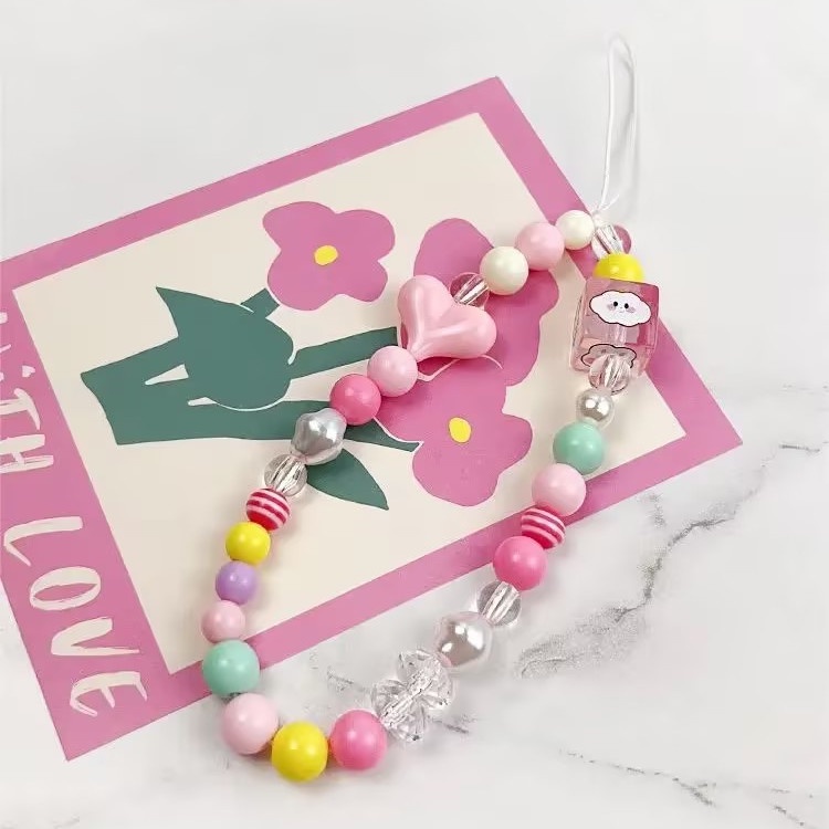 FENOHREFE Tulips Flower Pendant Phone Straps Lanyard Pocket Keychain Strap Backpack Charm Car Key Decoration Chain