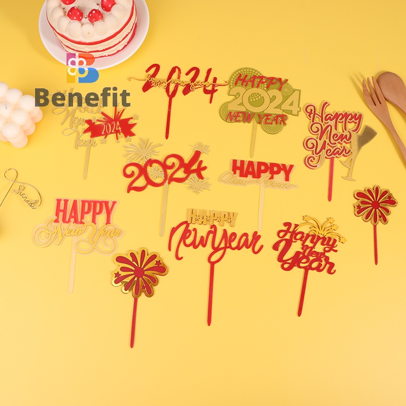 Benefit> Creative Acrylic Happy New Year 2024 Cake Topper For Merry