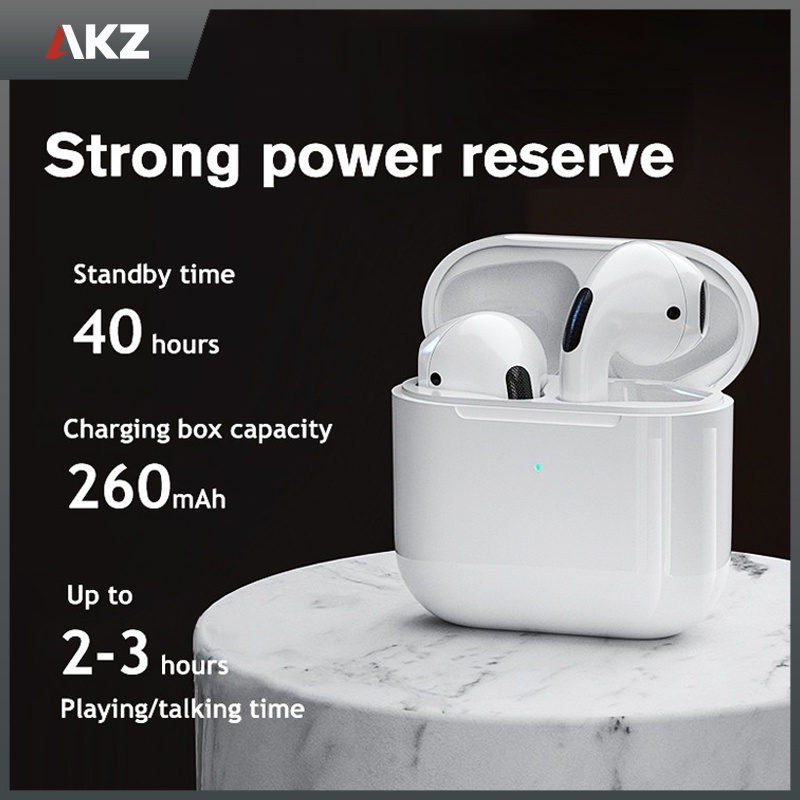 Akz Pro 4 Tws Wireless Earphone Bluetooth 51 Headset With Mic Touch