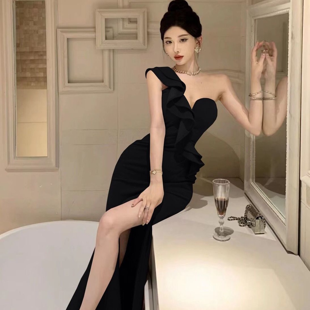 Hawlife Korean Red Black Elegant Banquet Dinner Evening Prom Cocktail ...