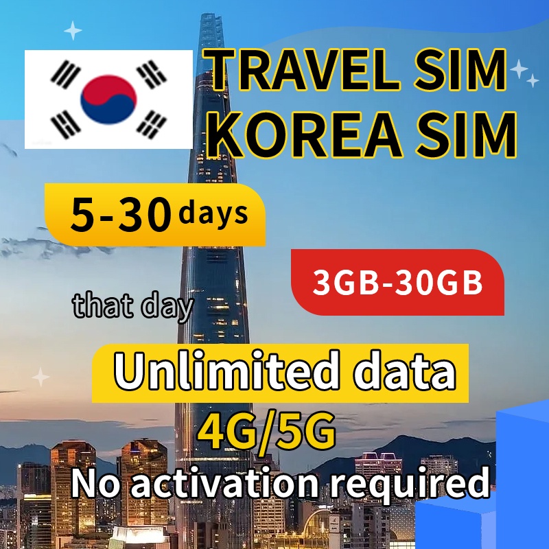 KOREA travel SIM(530days unlimited data) total data 330GB 4G/5G network tm SIM card data SIM