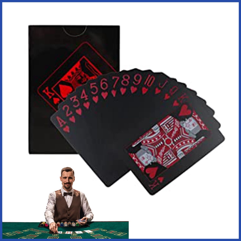 Deck of Cards Cool Black Waterproof Deck of Cards 180degree Bending