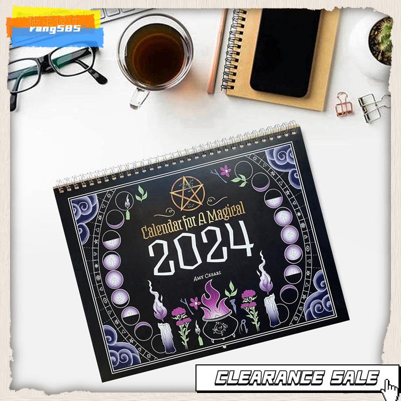 2024 Calendar for A Magical,Time Planning Wall Decor Black Magical