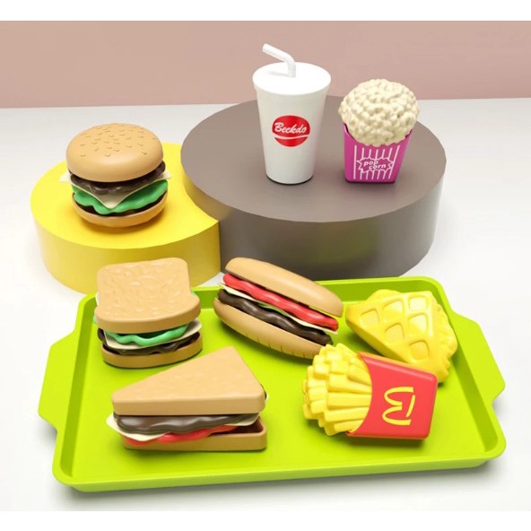 Mini Hamburger and Fries Set Imaginative Food Toy Kitchen Adventure for Children