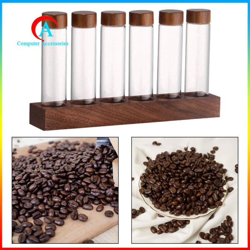 [ Single Bean Storage Tubes Coffee Containers with Shelf Wooden Display ...