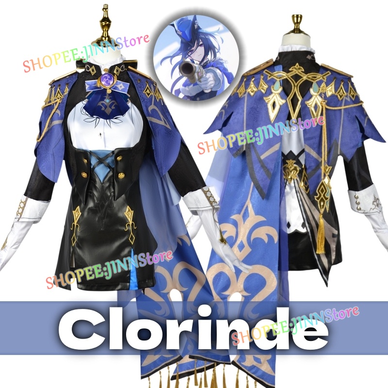 - JINN - Genshin Impact Clorinde Cosplay Costume+Wig+Hat Fontaine ...