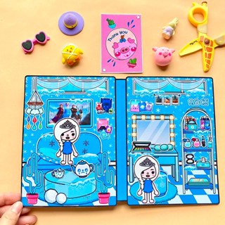 Toca Life World Quiet Book Frozen doll house for kids girl paper doll ...