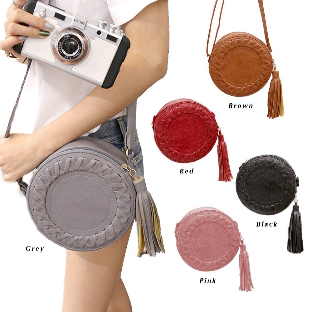 Korean bohemian retro outlet tassel circle sling bag