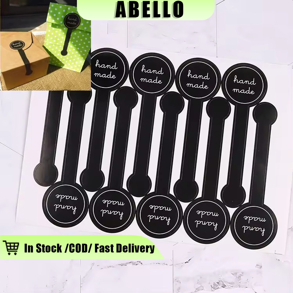 100Pcs Long Type Packaging Stickers Thank You Black Round Stickers ...