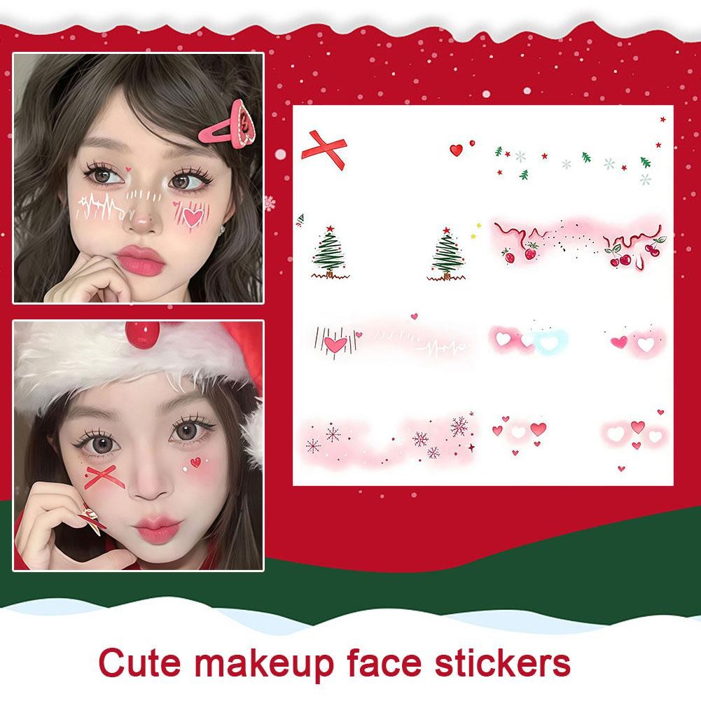 Sheet Christmas Makeup Face Stickers Long-lasting Cute Tattoo ...