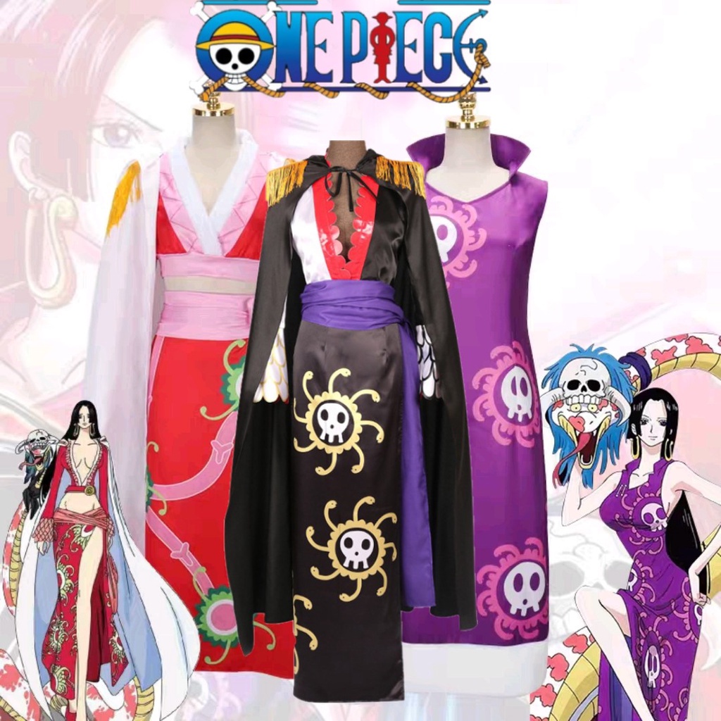 COD！Female Sexy Cosplay Suit Anime One Piece Boa Hancock Dress Costume ...