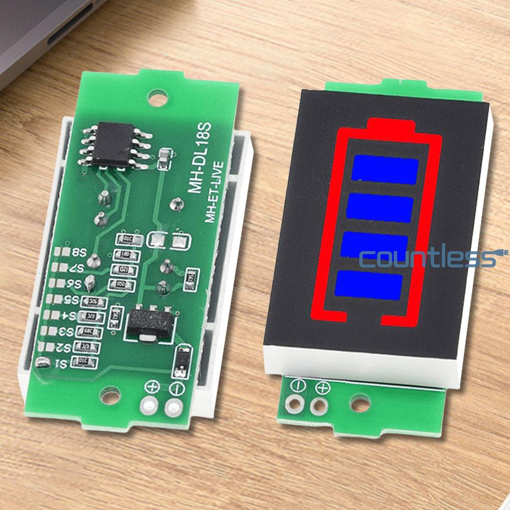 1234678s Li Ion Battery Capacity Display Module Led Display Lithium Battery Meter Display 7383