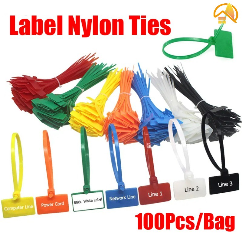 100Pcs Multifunctional Storage Nylon Marker Cable Ties / Useful