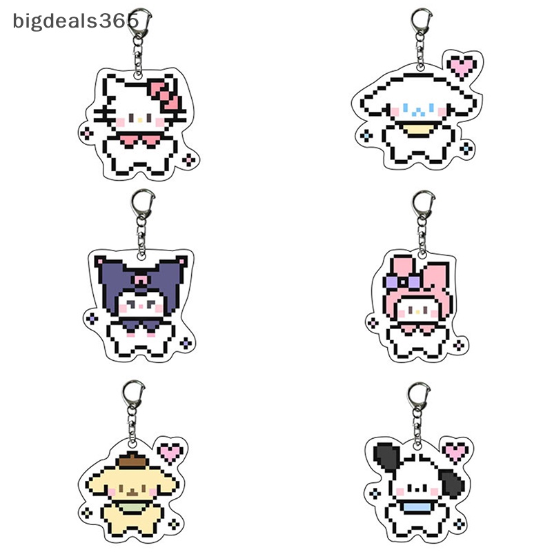 BDPH Swank Sanrio Anime Hello Kitty Pixel Style Acrylic Keychain Cute  Cartoon Cinnamonroll Pochacco Creative Backpack Hanger Car Decoration  Brilliant