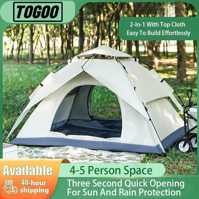 4-5 Person Camping Tent Waterproof Automatic Foldable Tent Two Doors ...