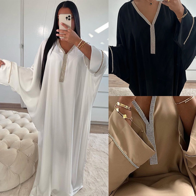 Ramadan embroidery bat sleeve kaftan abaya Dubai robe retro robe