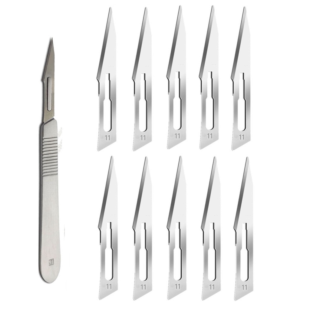 10 Pcs STERILE Scalpel Blades 11# with Handle for Paper Cutting,Fruit ...