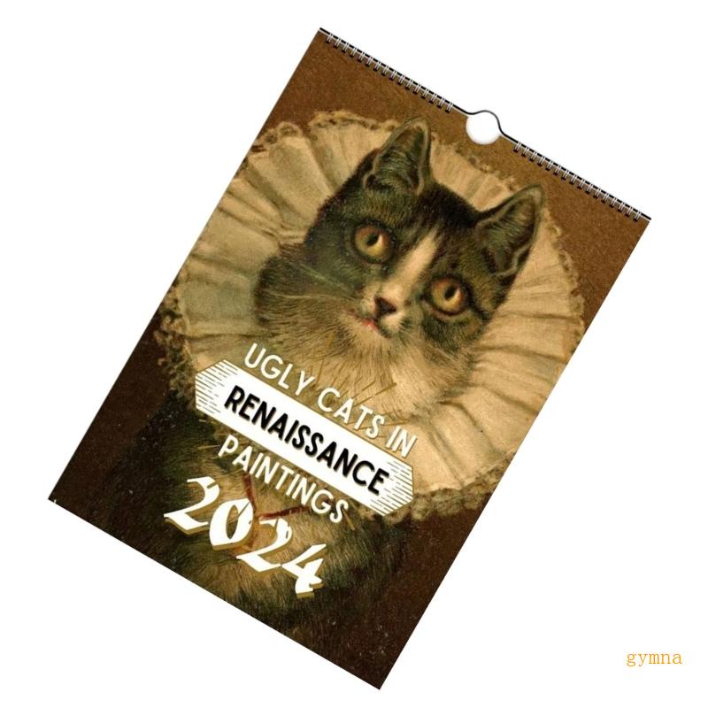 gy A4 Calendat 2024 Ugly Cat Calendar New Year Wall Hanging Decorations ...