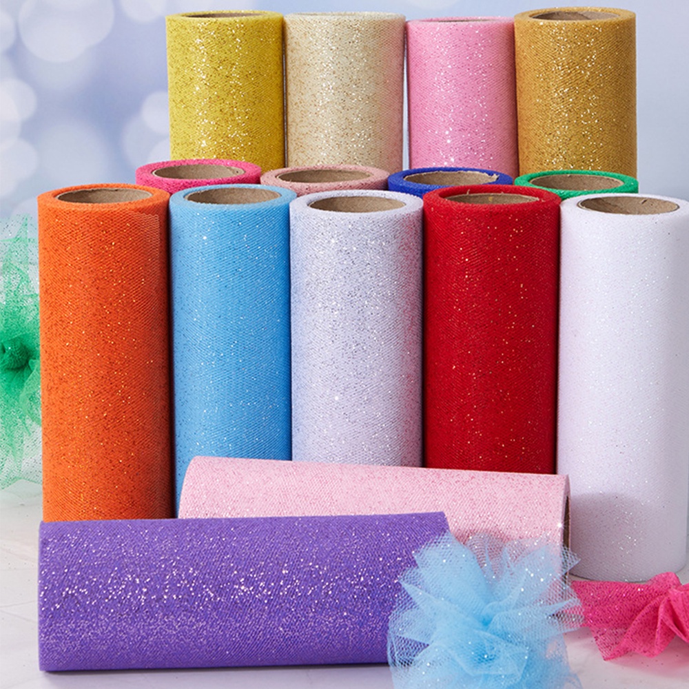 Glitter Tulle Roll Polyester 6in x 10Yards Wedding Decoration Sparkly ...