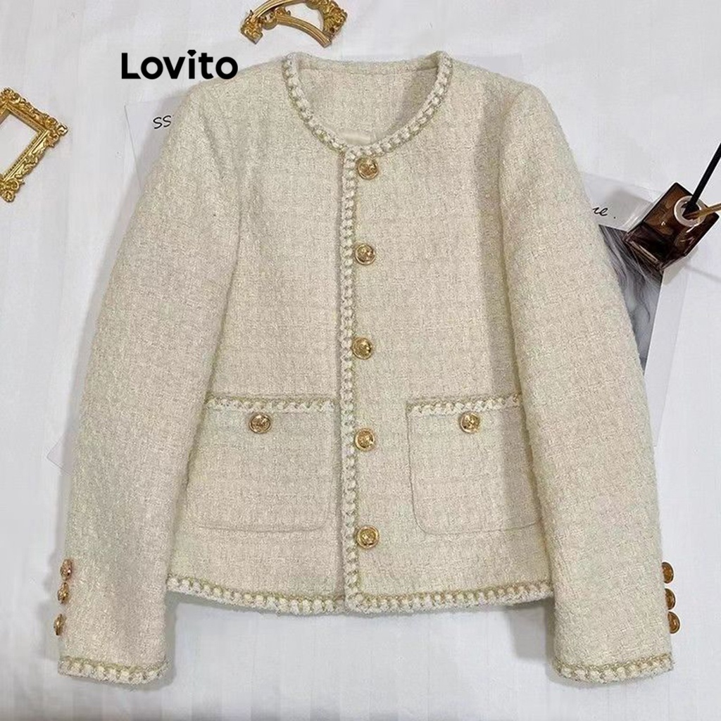 Lovito Women Casual Plain Plicated Jacket LNE39514 | Shopee Philippines