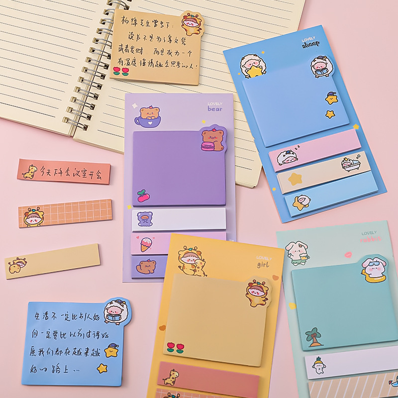 80 Sheets Creative Cartoon Sticky Notes Portable Thickened Tab Stickers ...
