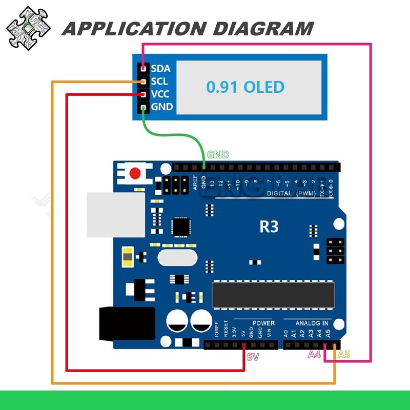ENGLAB★0.91 Inch OLED Display Module, 128x32 Pixel With I2C Protocol ...